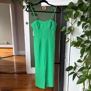 Reserved Green Spaghetti-Strap Midi Dress